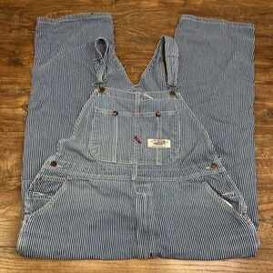 Vintage Big Mac Railroad Hickory Striped Overalls 40x26 USA Union Square Bak
